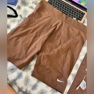 Brown Nike biker shorts